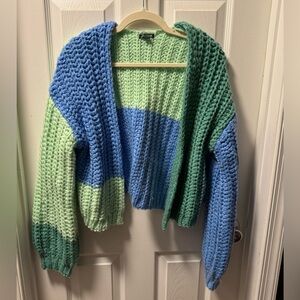Chunky Colorblock Knit Cardigan